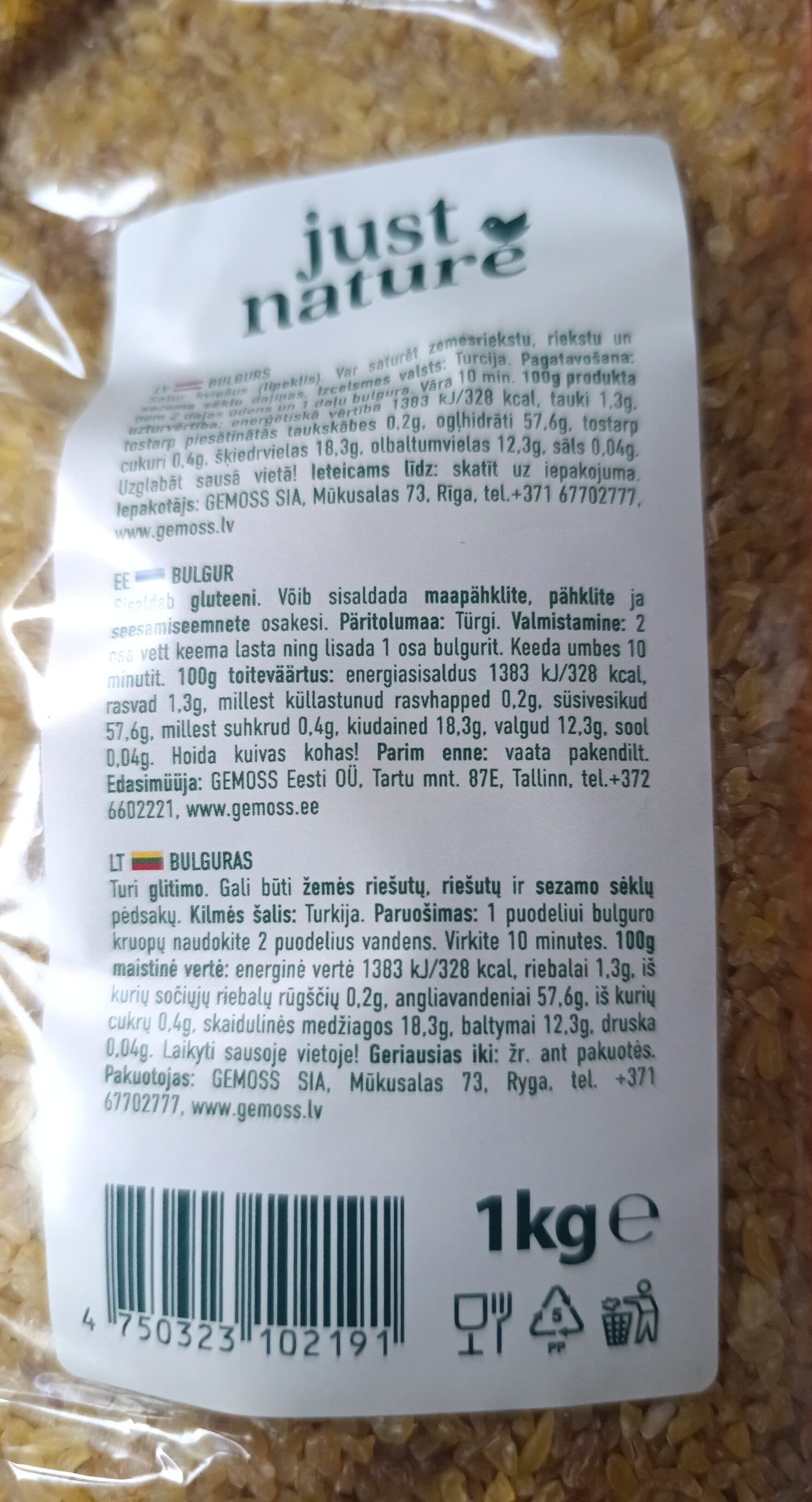 Just Nature Bulgur packshot