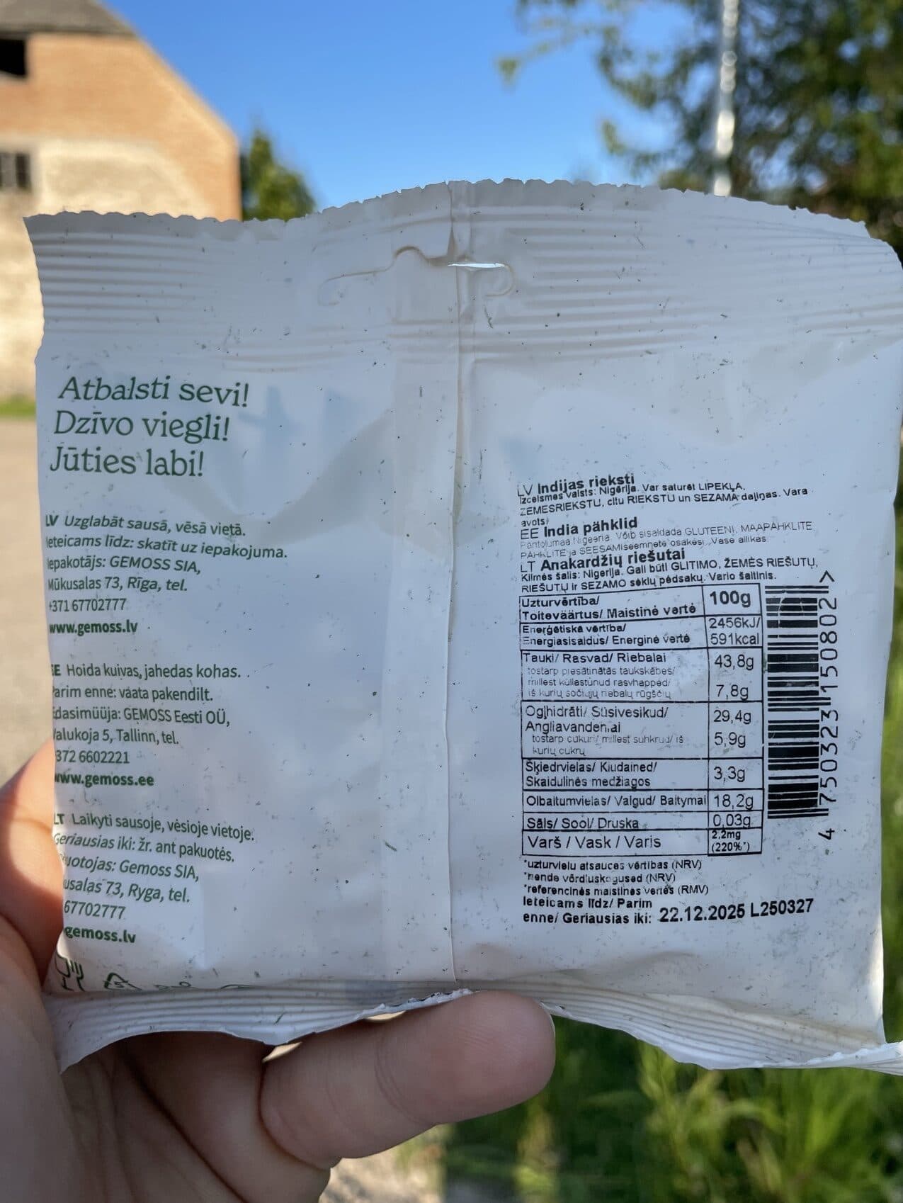 Zelta Rieksts Indijas Rieksti packshot