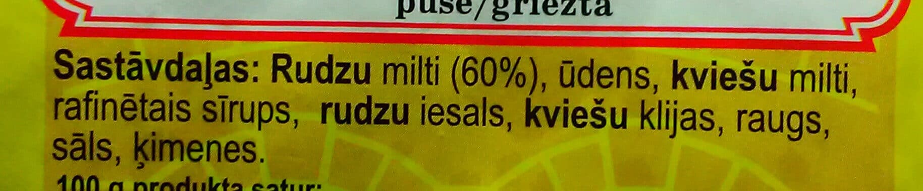 Bēnes maizes ceptuve maize "Rudzu klona" puse/griezta packshot