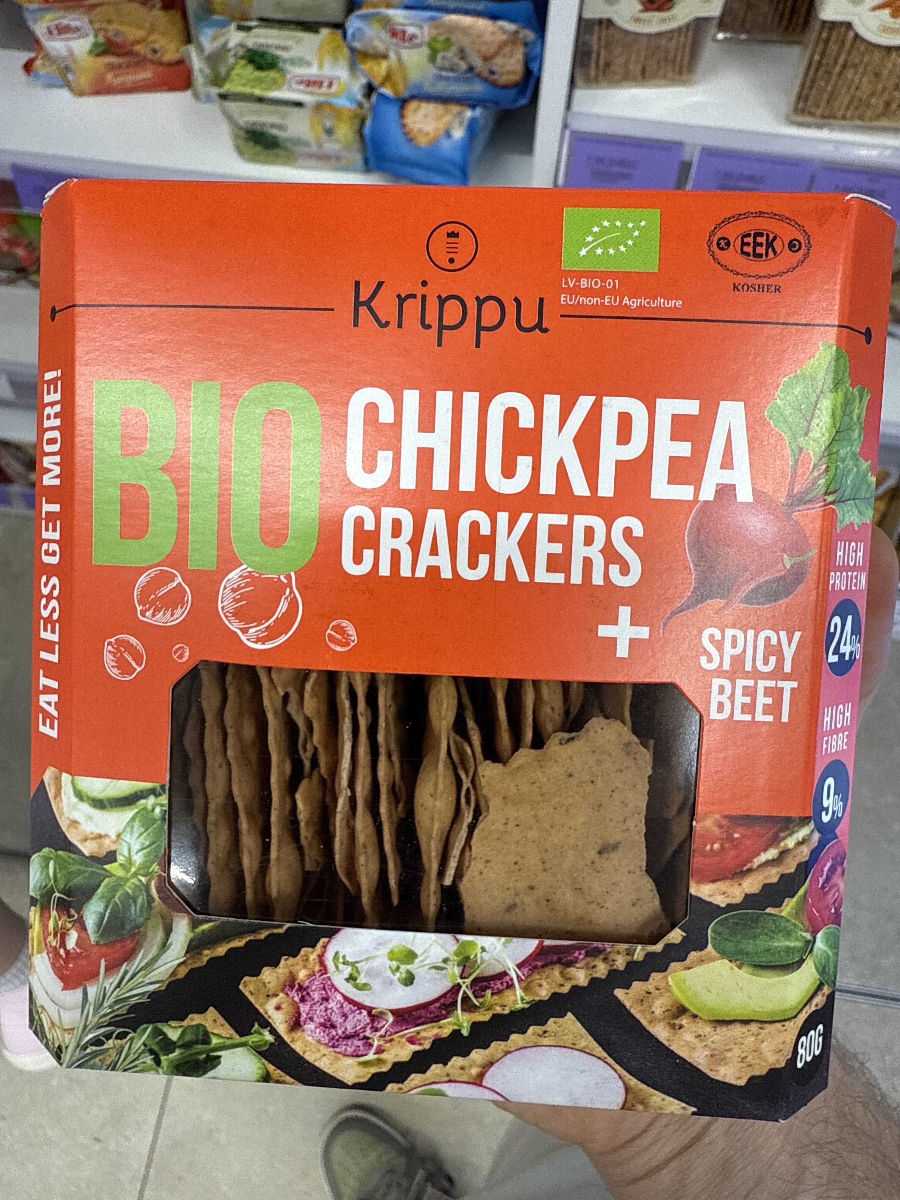 Krippu Bio Chickpea Crackers + Spicy Beet packshot