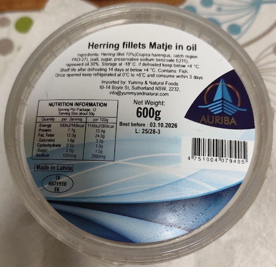 Auriba Herring Fillets Matje In Oil packshot