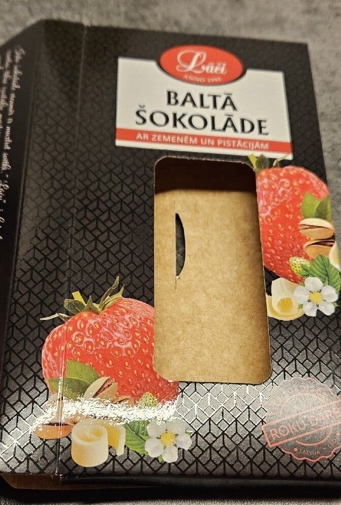 Lāči Baltā Šokolāde Ar Zemenēm Un Pistācijām packshot
