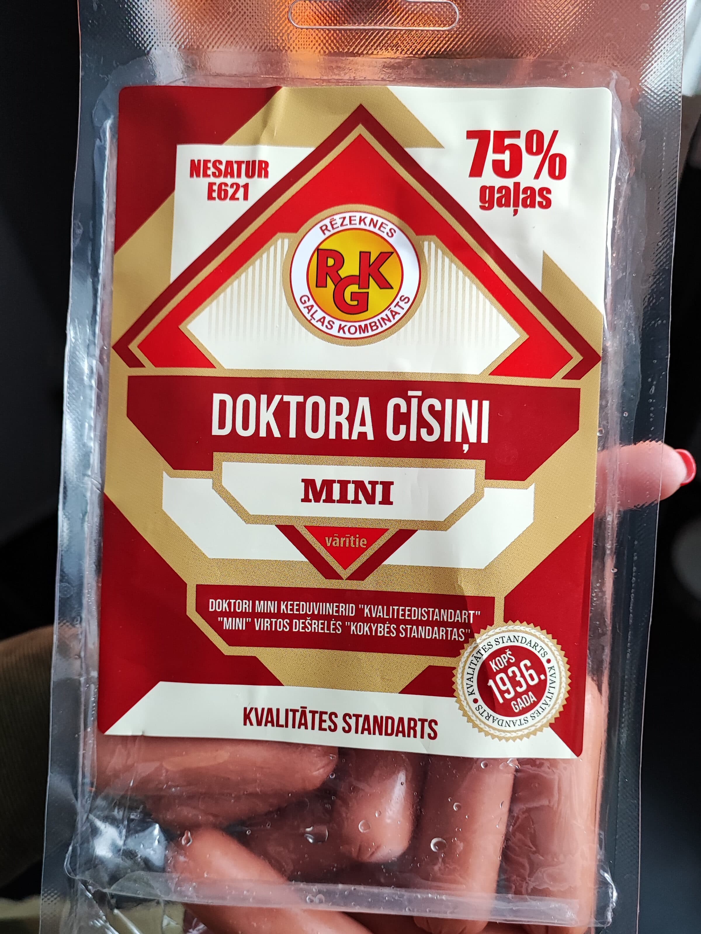 Rēzeknes gaļas kombināts Doktora cīsiņi vārīti packshot
