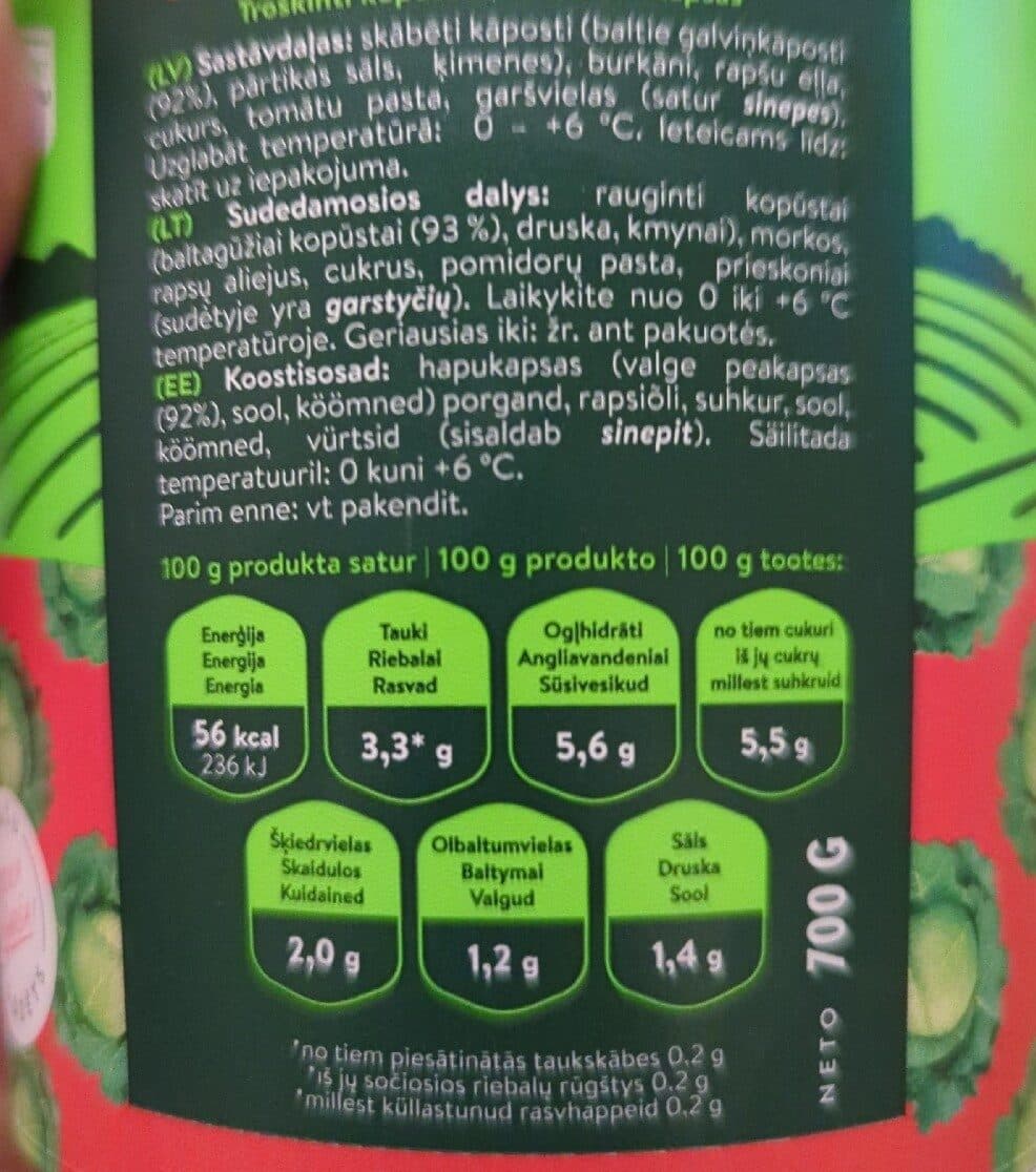 Garīši Sautēti Kāposti packshot