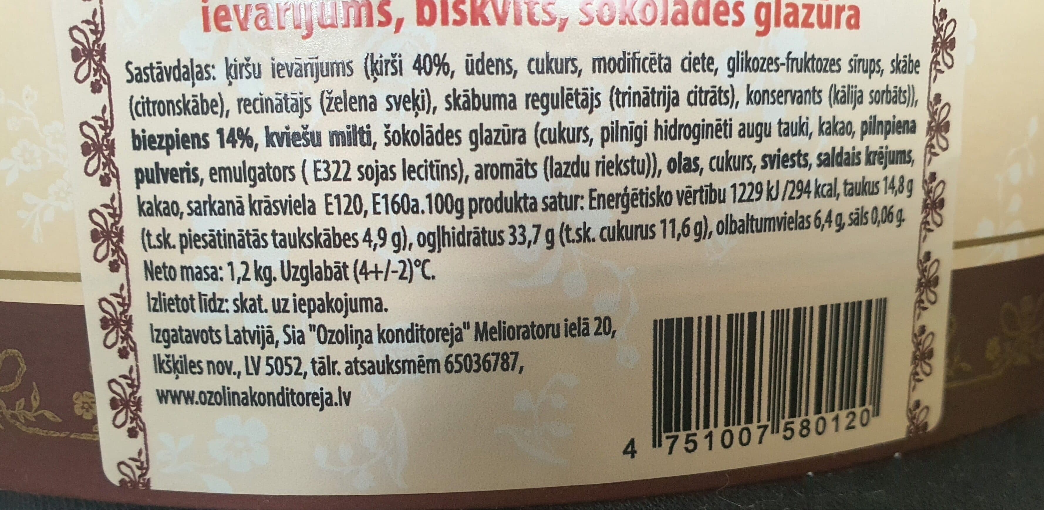 Ozoliņa Konditoreja 4751007580120 packshot