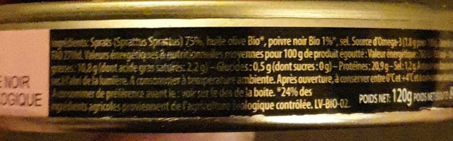 Open Food Facts SPRATS à l'huile d'olive et poivre noir packshot
