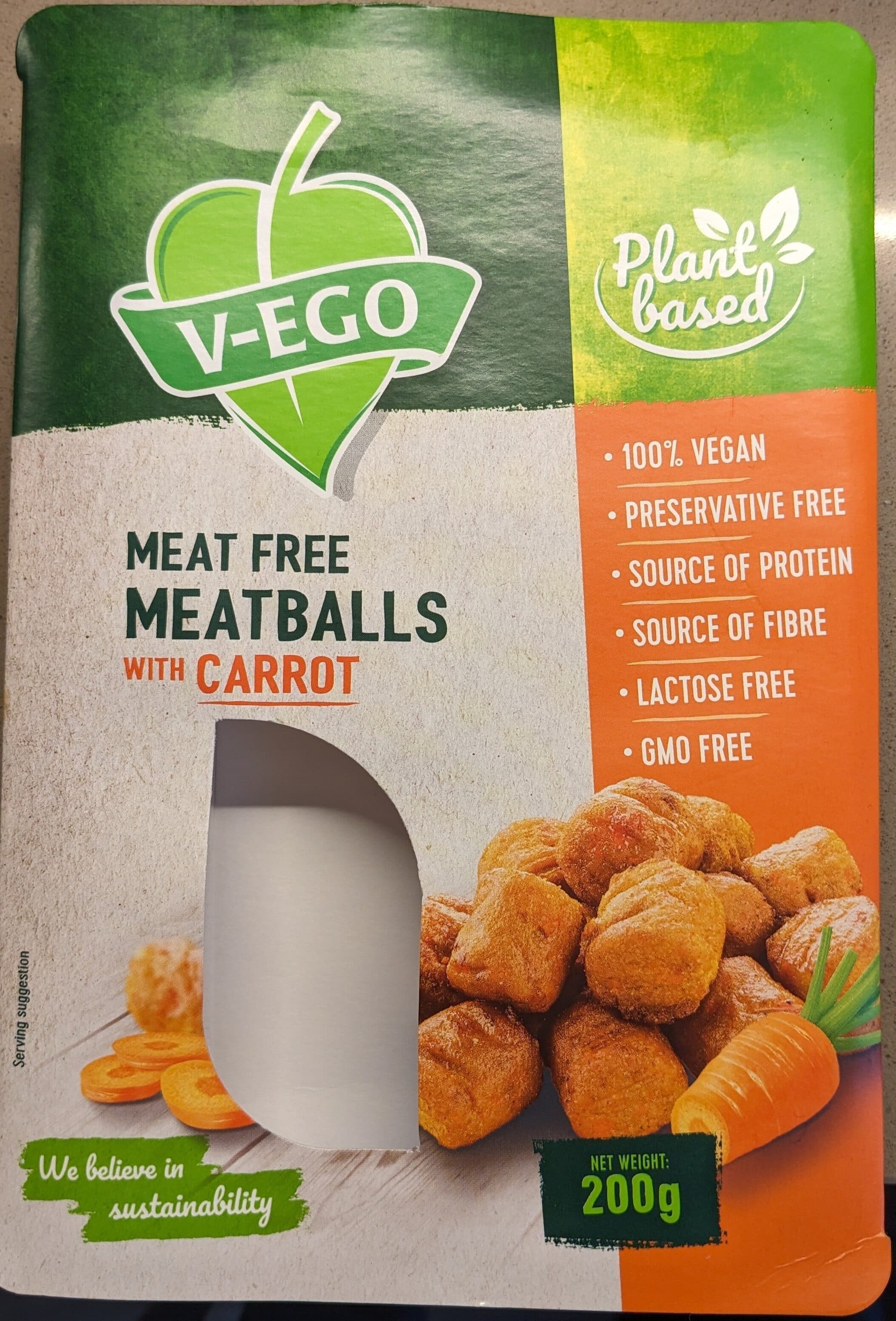 V-Ego Meat free meat balls with carrot packshot