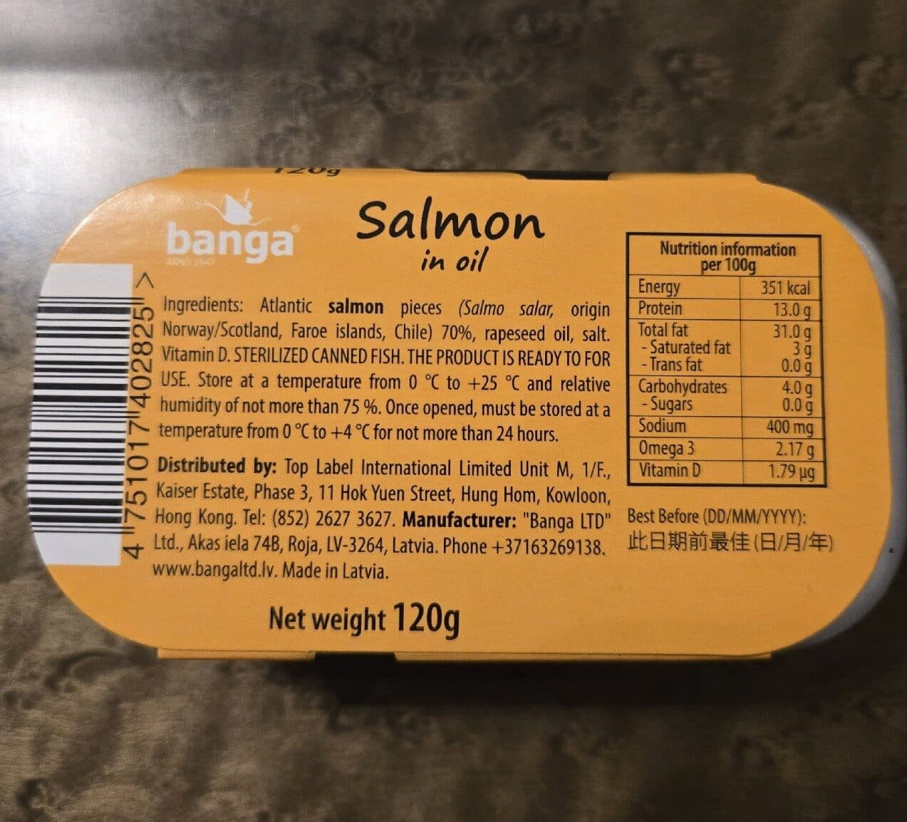 Banga Atlantic salmon in oil packshot