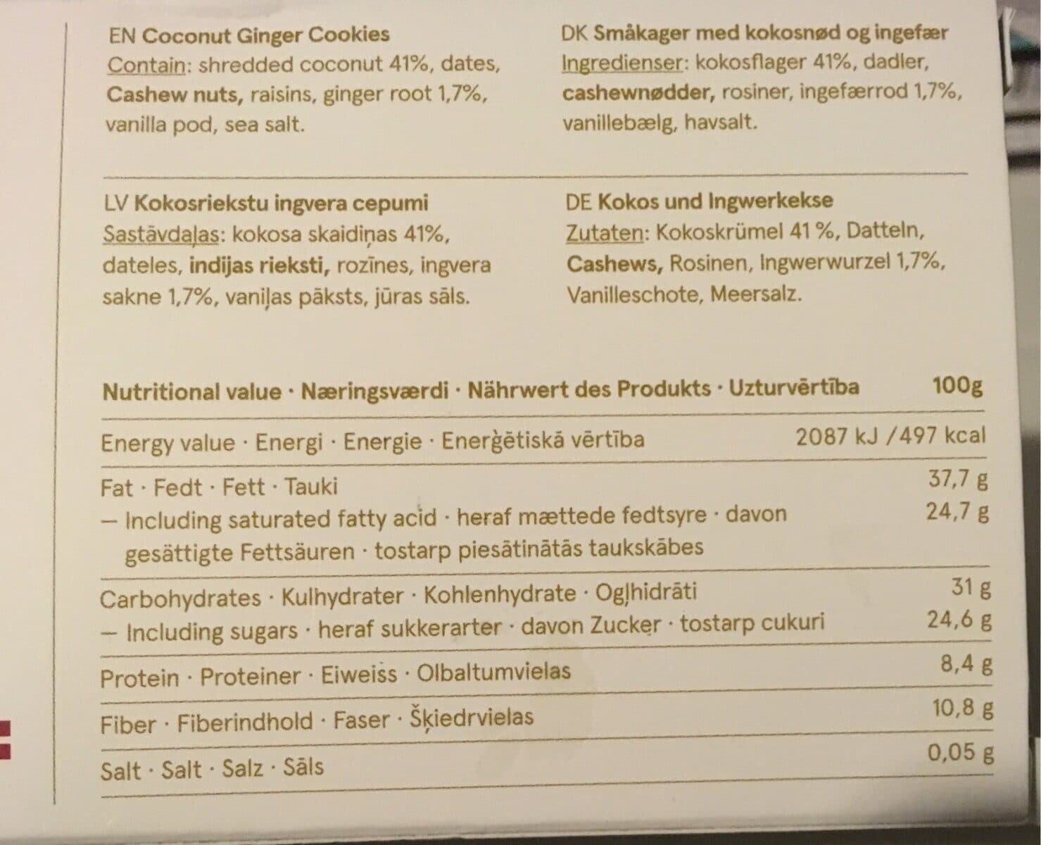 Open Food Facts Coconut ginger cookies packshot