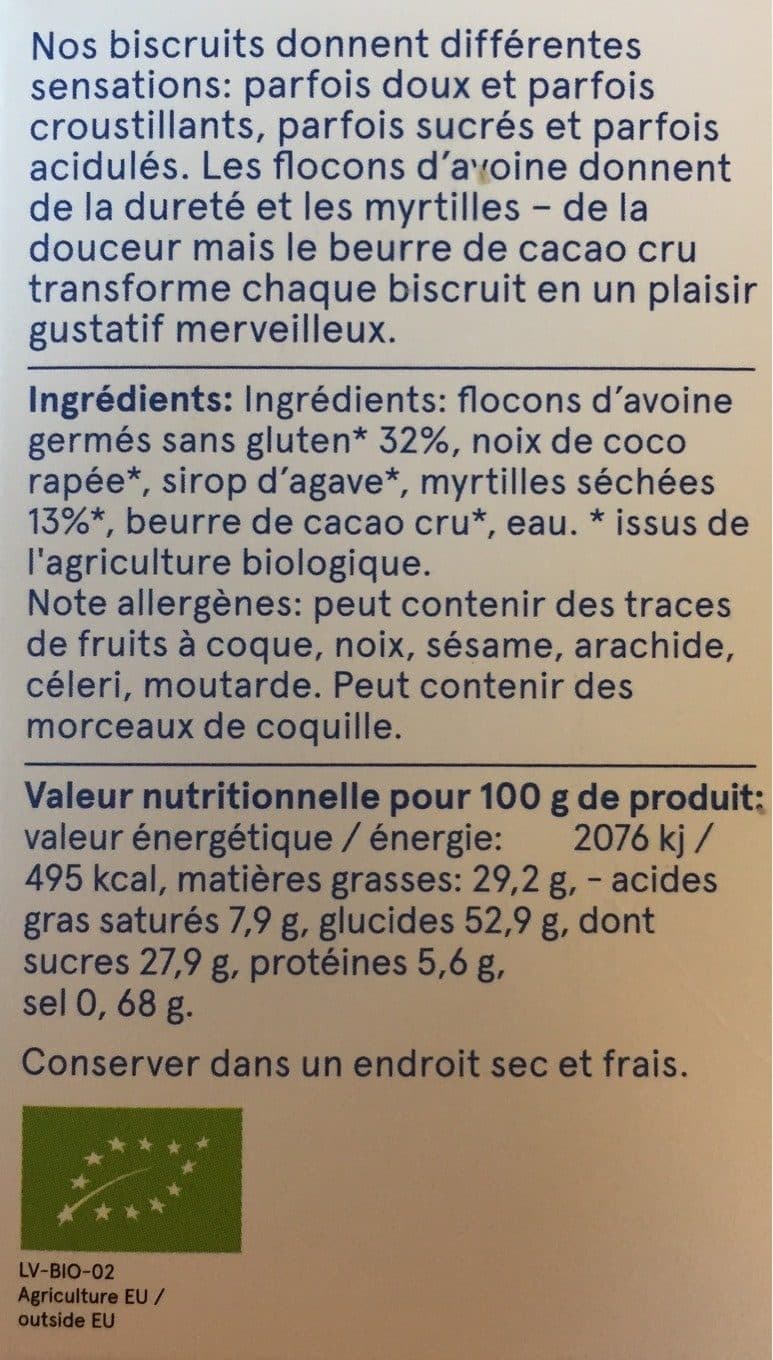The beginnings Biscruits aux flocons d'avoine et myrtilles packshot