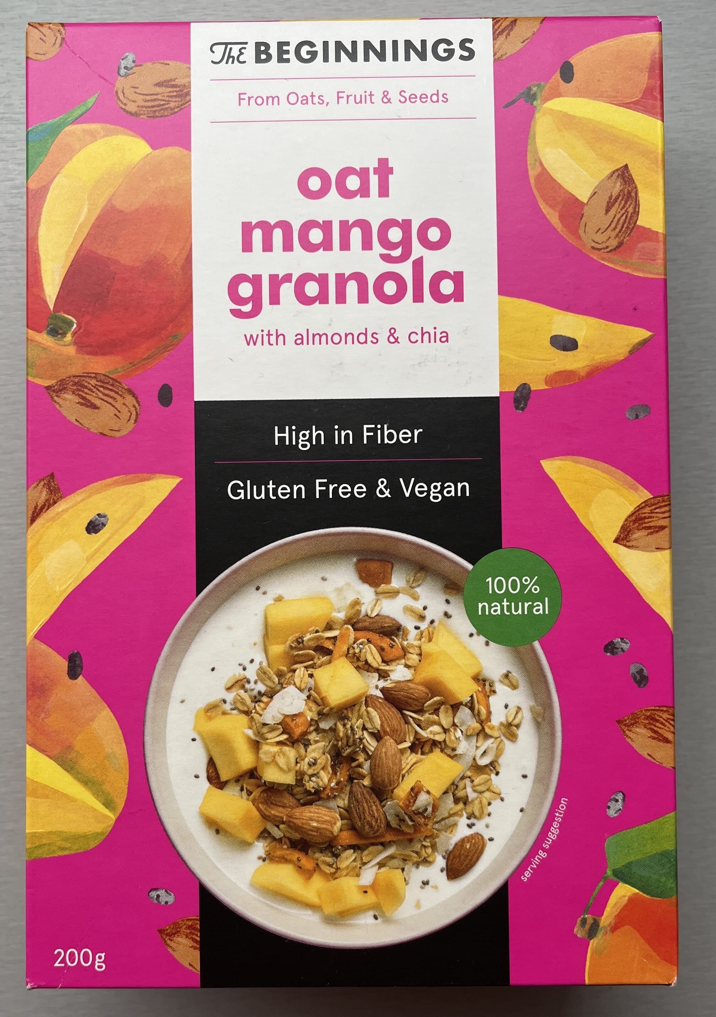 The beginnings Mangová granola s mandlemi a chia semínky packshot