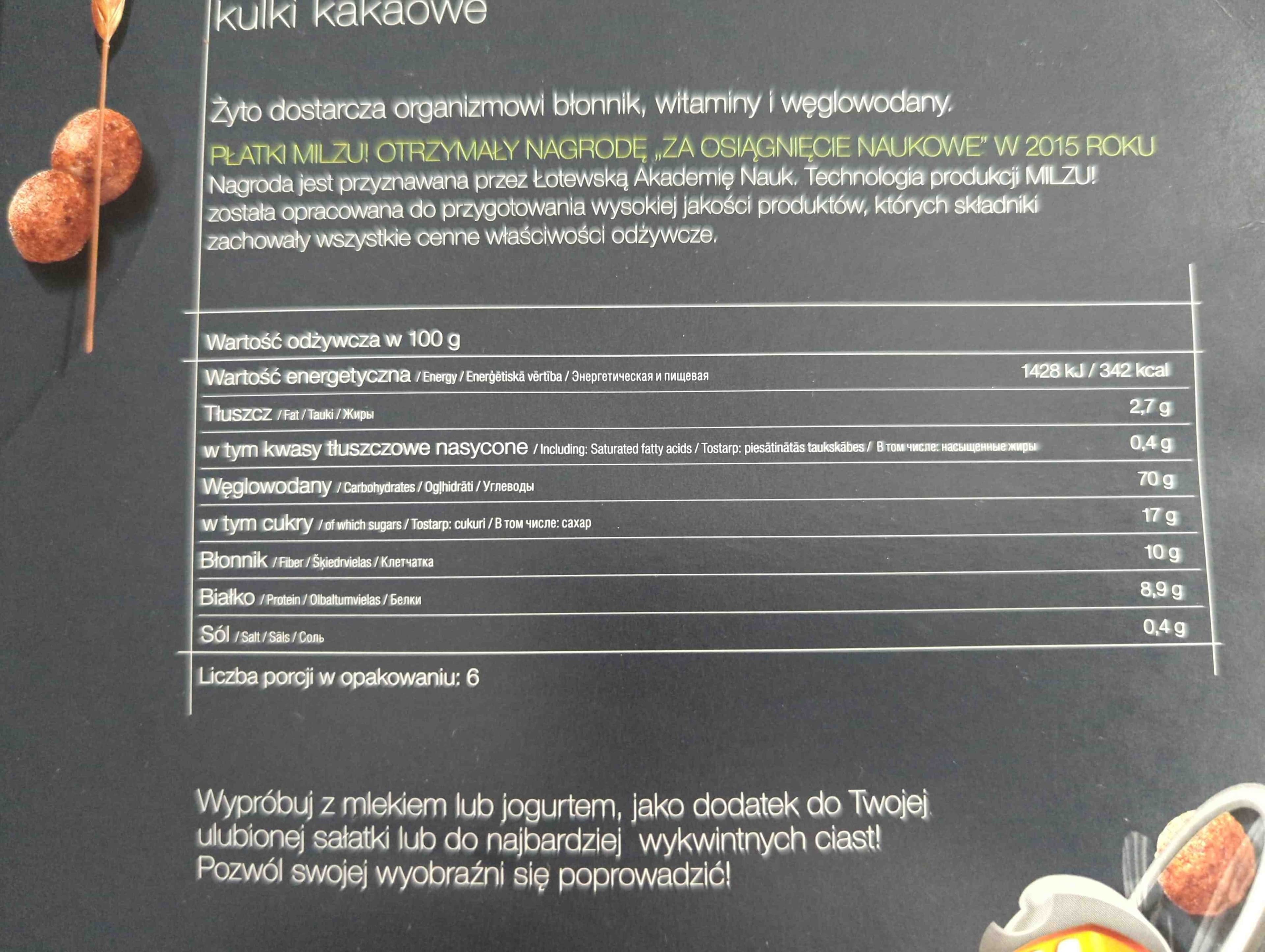 Milzu! Bio żytnio-owsiane kulki kakaowe packshot