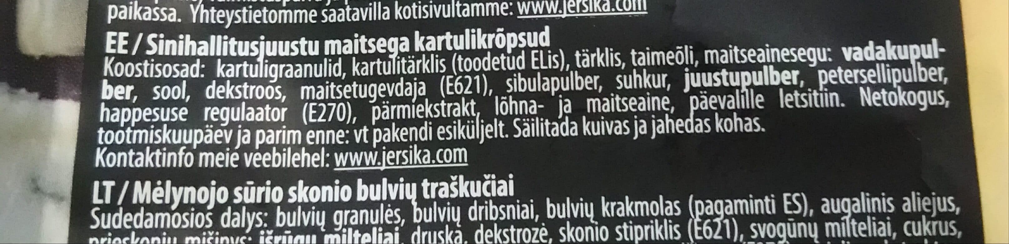 Jersika Sinihallitusjuustu maitselised kartulikrõpsud packshot