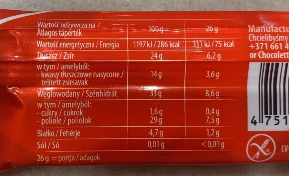 Red Bar dark chocolate packshot