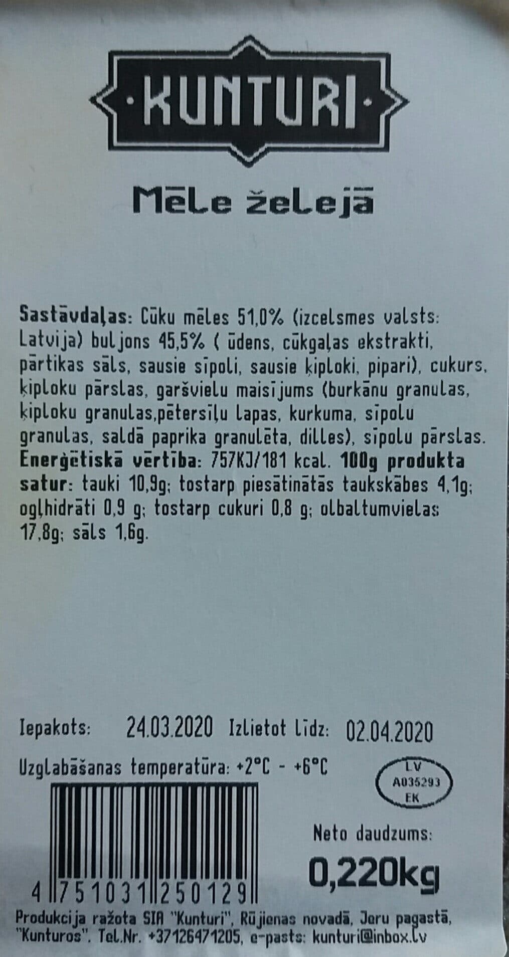 Kunturi Mēle želejā packshot
