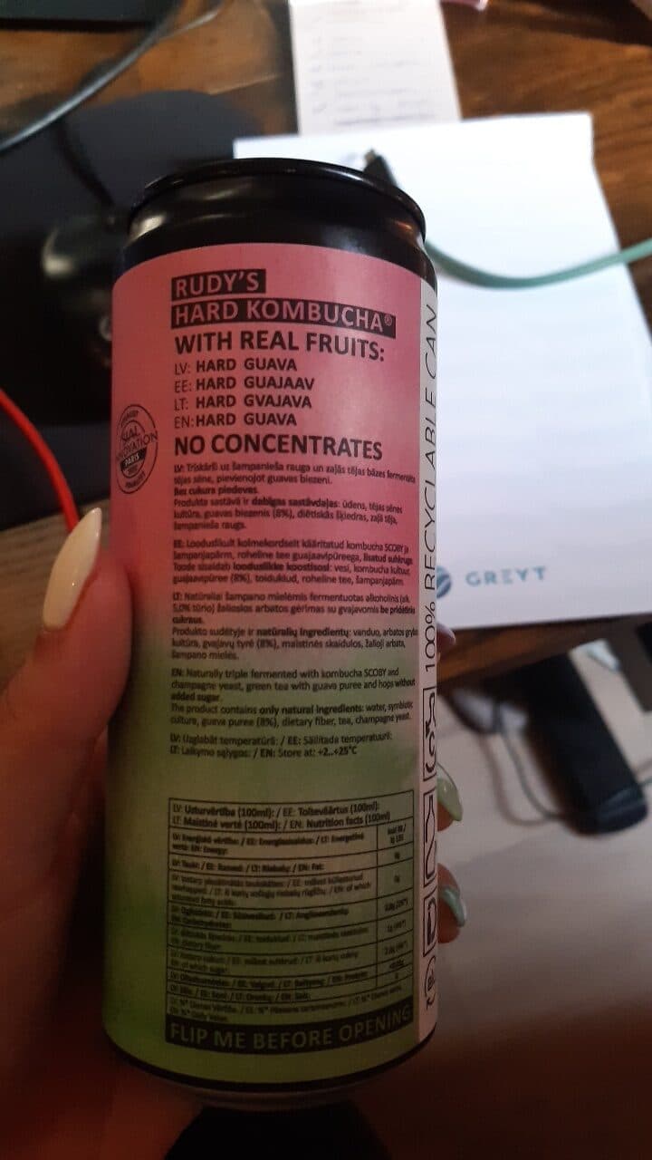 Rudy's HARD KOMBUCHA GUAVA packshot
