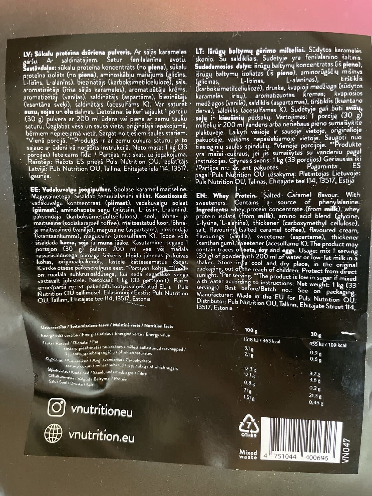 Vnutrition Whey Protein packshot