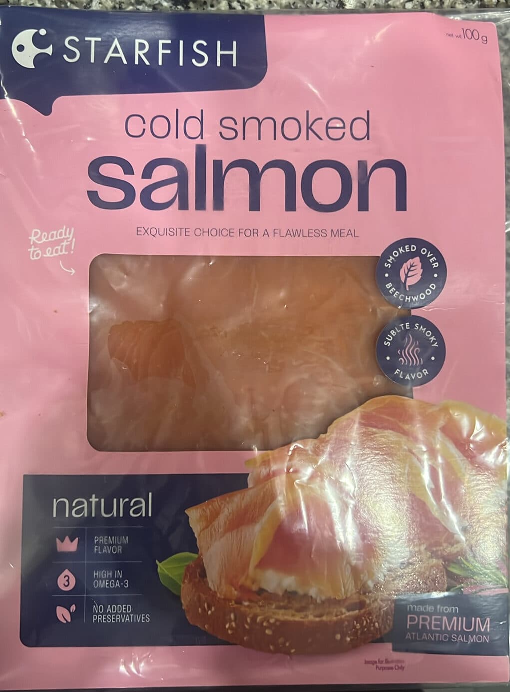STARFISH cold smoked Norwegian sliced salmon packshot