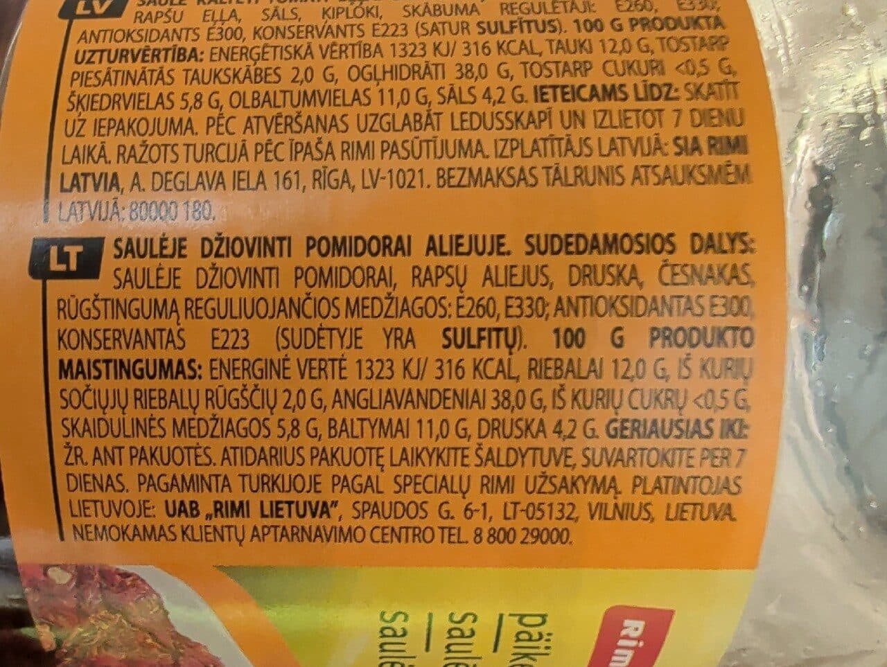 Rimi Saulē Kaltēti Tomāti Eļļā packshot