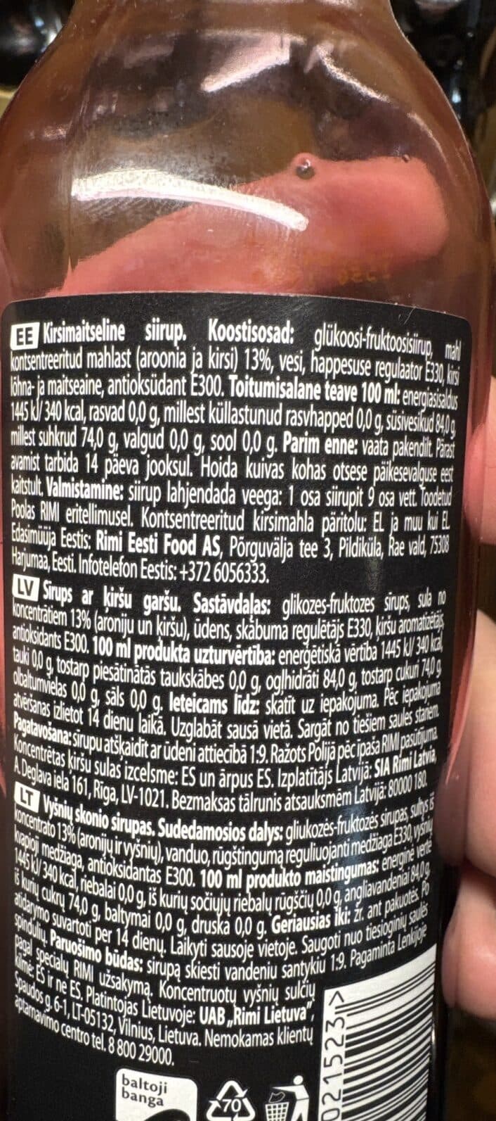 Rimi Cherry Taste Syrup packshot