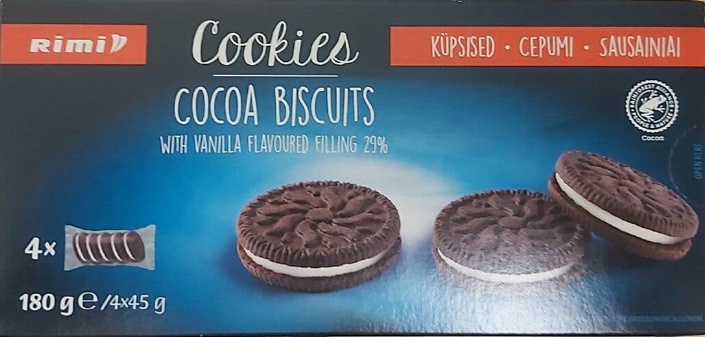 Rimi Foods AS Kakaoküpsised Vanillimaitselise Täidisega packshot