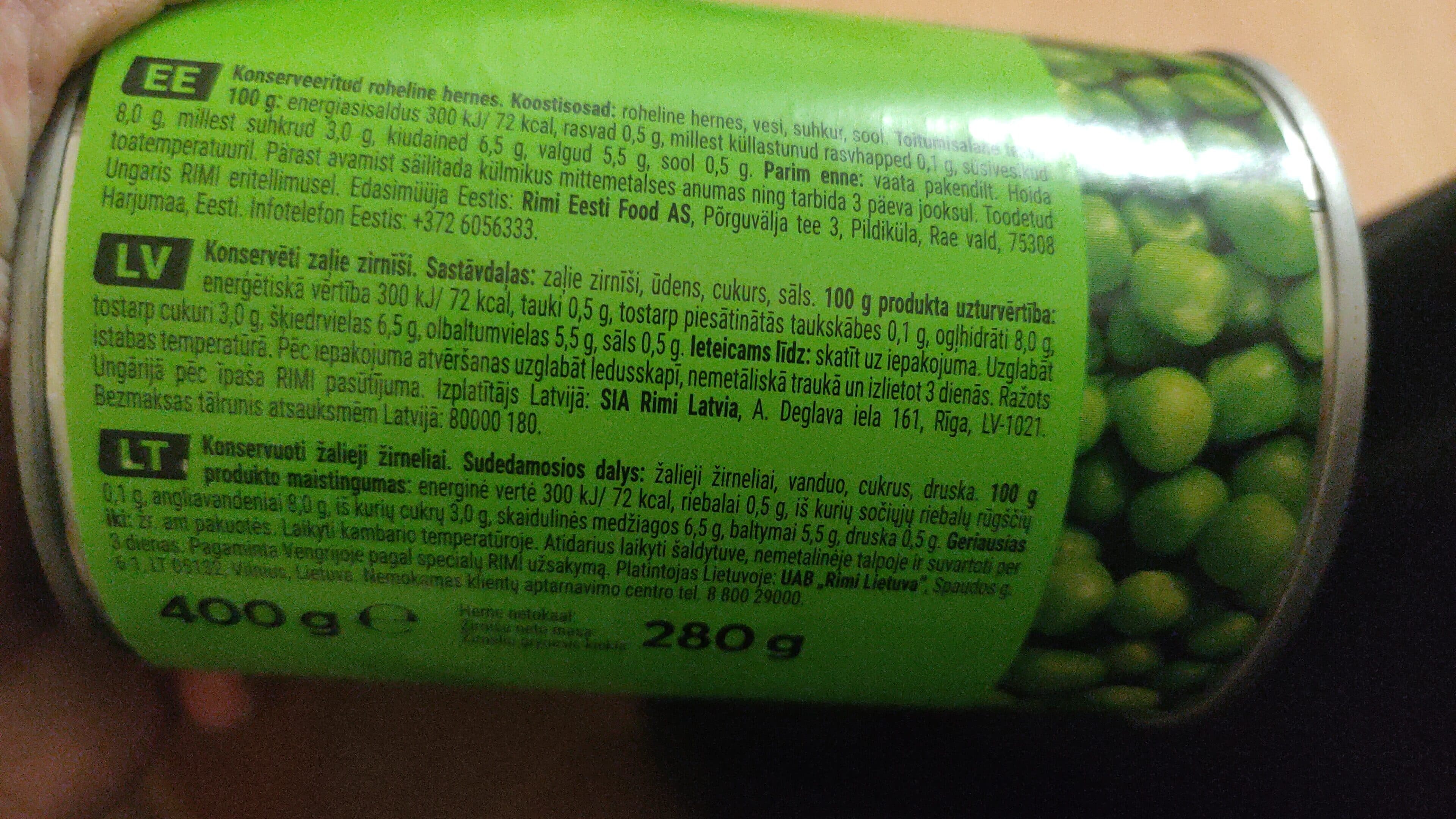 rimi rimi green peas packshot