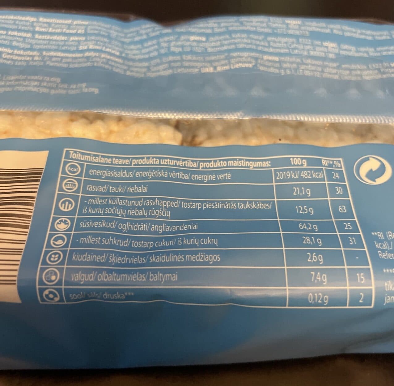 Rimi Rice cakes with milk chocolate packshot