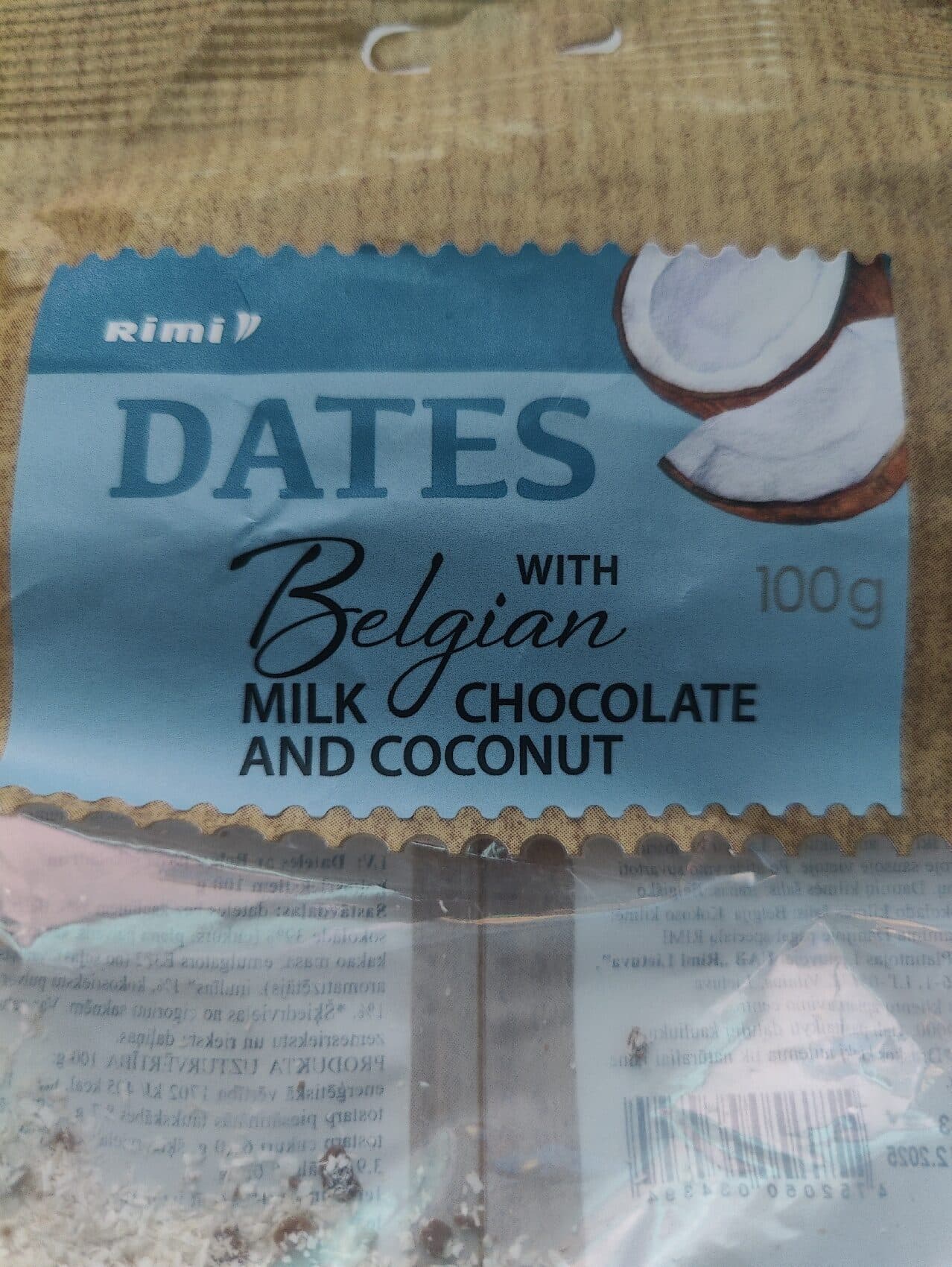 RIMI Dates with belgian milk chocolate and coconut packshot