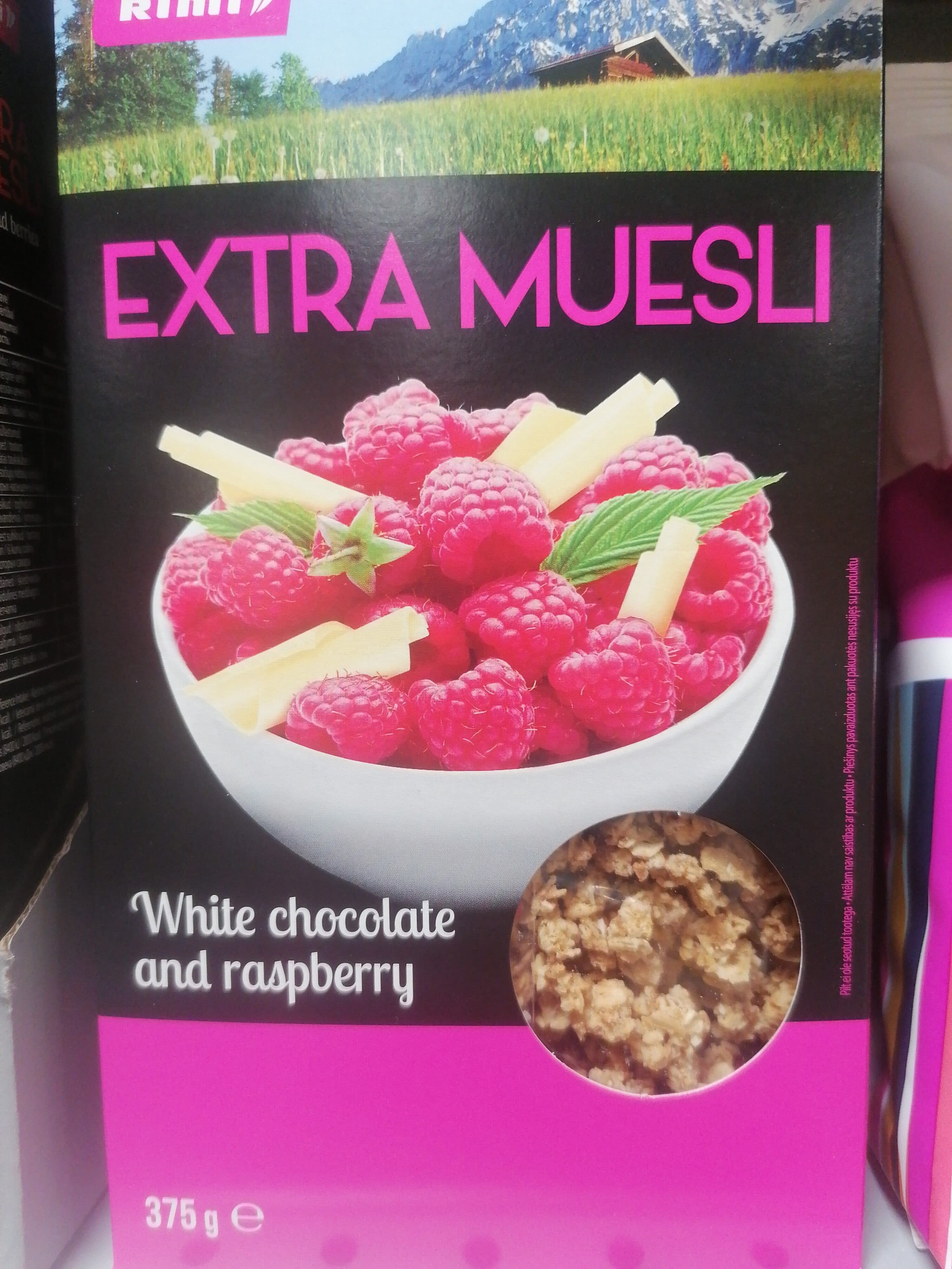 Rimi WHITE CHOCO & RASPBERRY Extra Muesli packshot