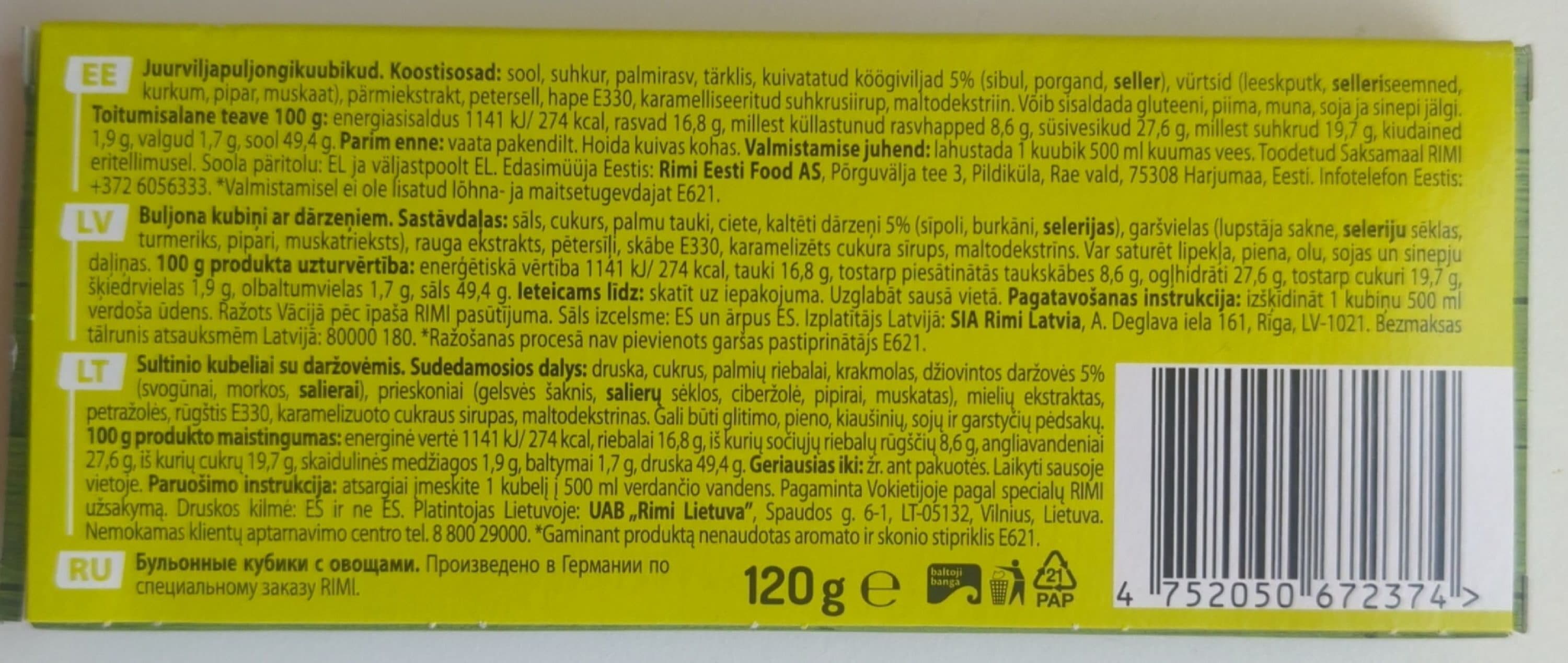 Rimi Vegetable stock cubes packshot