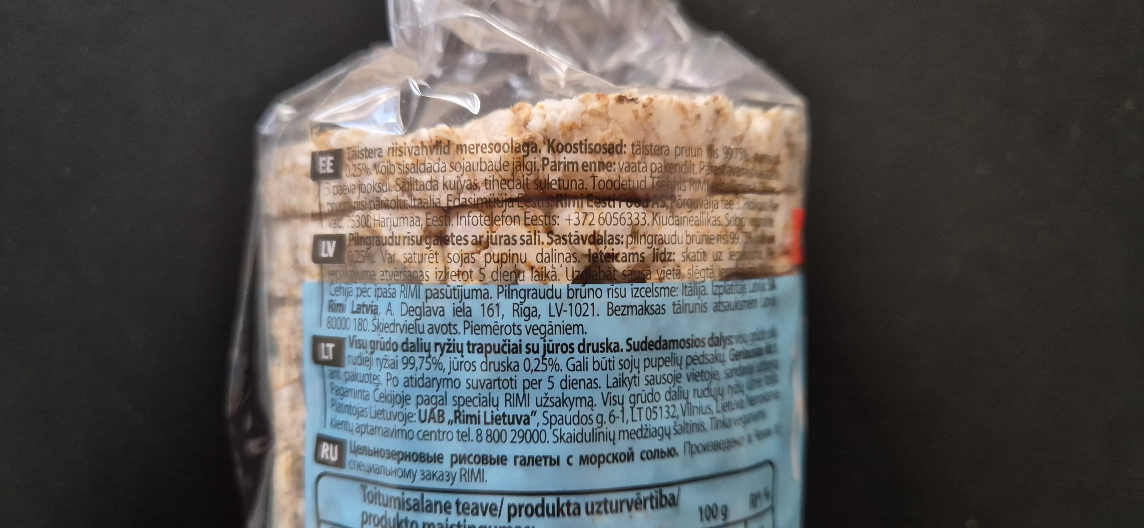 Rimi Rice Cakes wholegrain with sea salt packshot