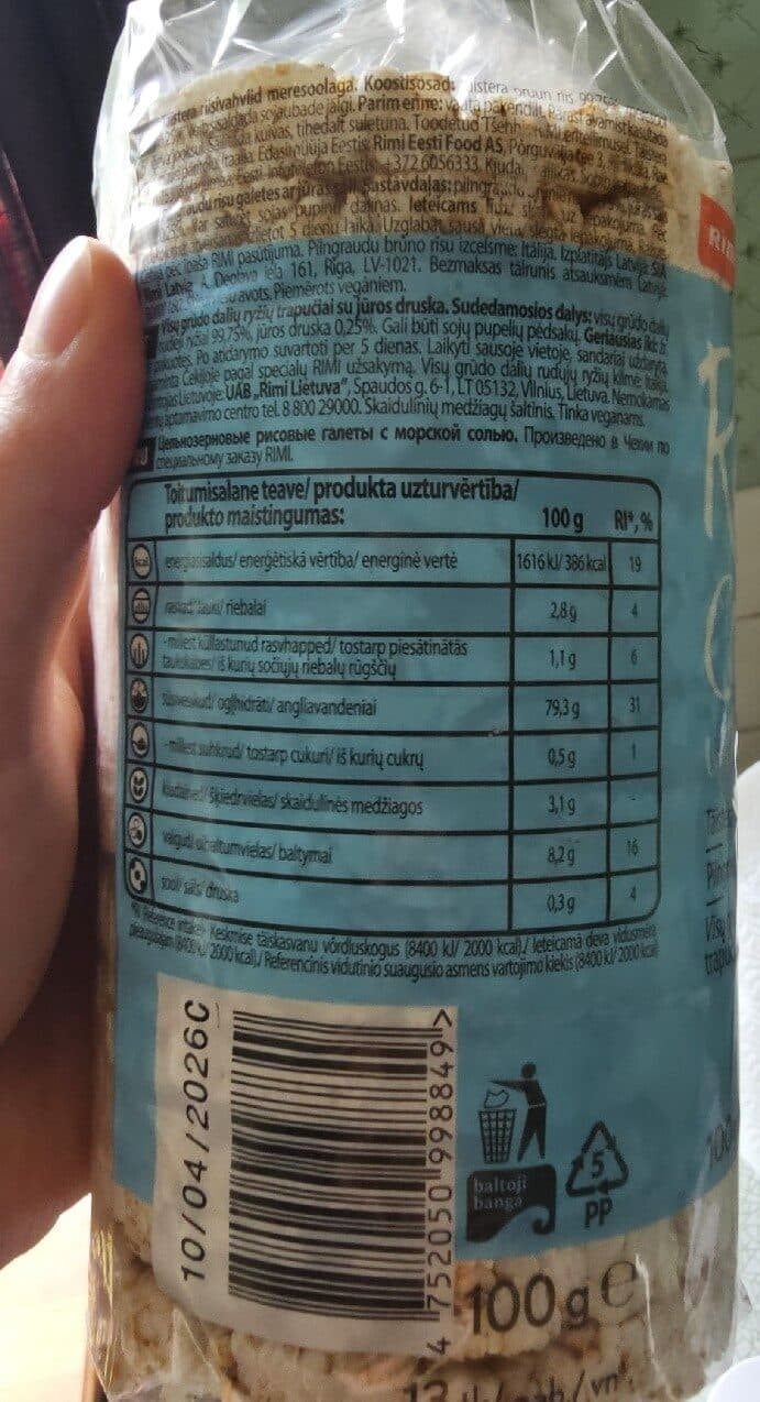 Rimi Rice Cakes wholegrain with sea salt packshot