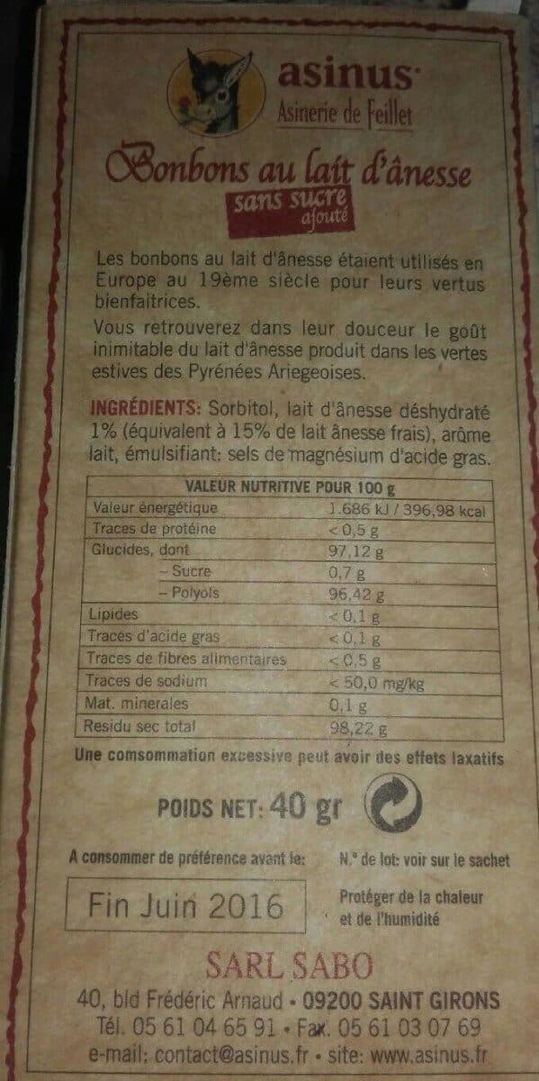 Open Food Facts Bonbon au lait d'ânesse packshot