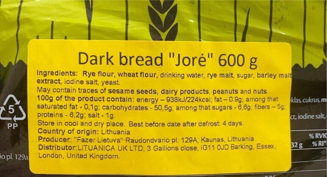Open Food Facts Jorė bread packshot