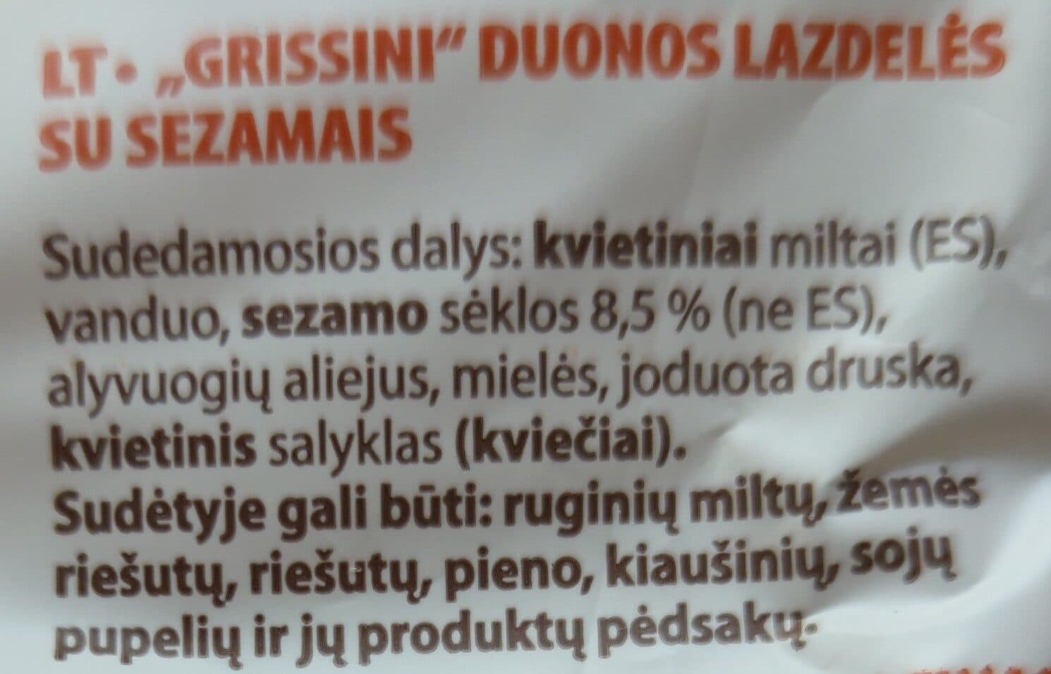 Grissini Duonos lazdelės su sezamais packshot