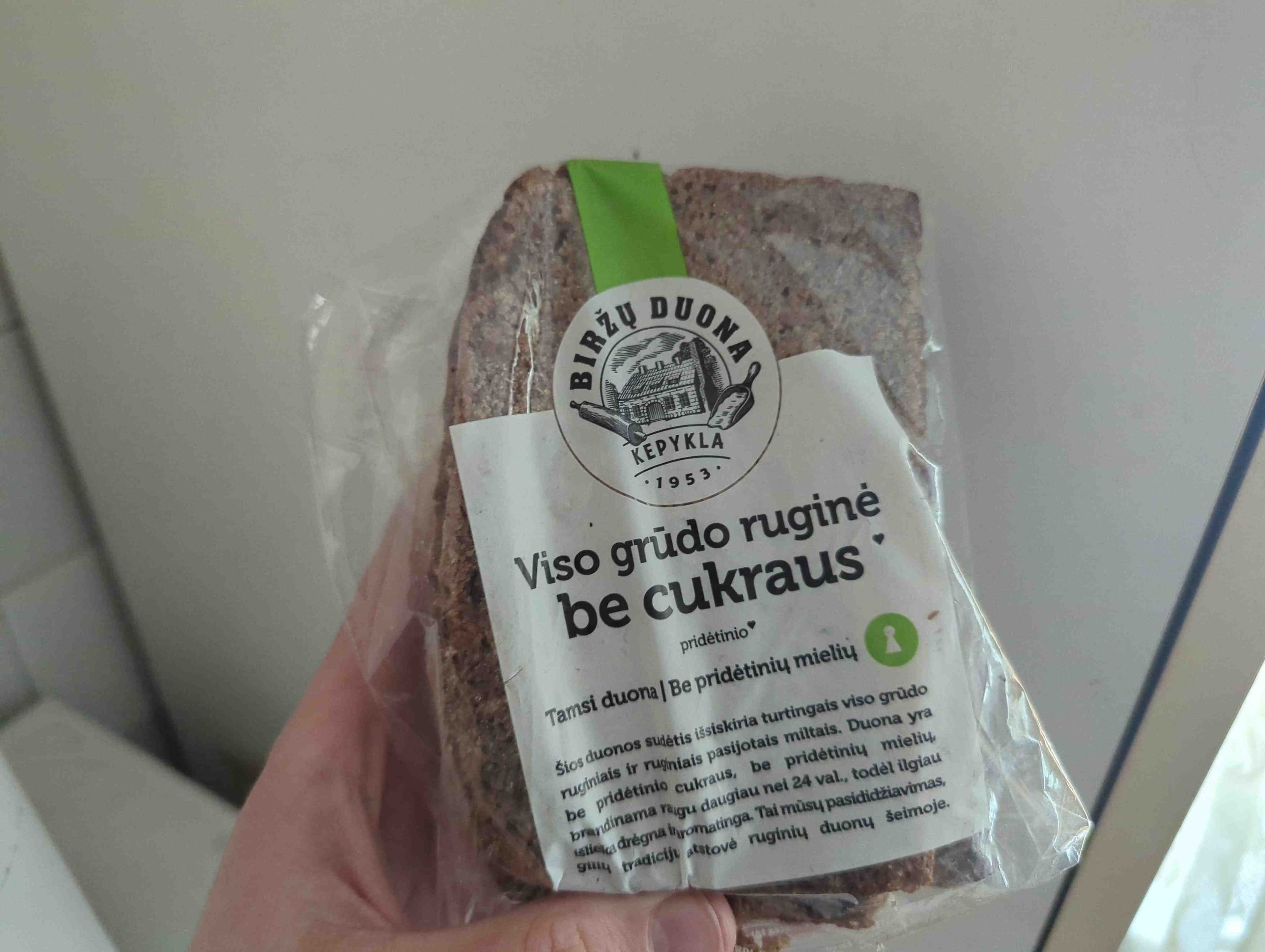 Biržų duona Viso grūdo ruginė be cukraus packshot
