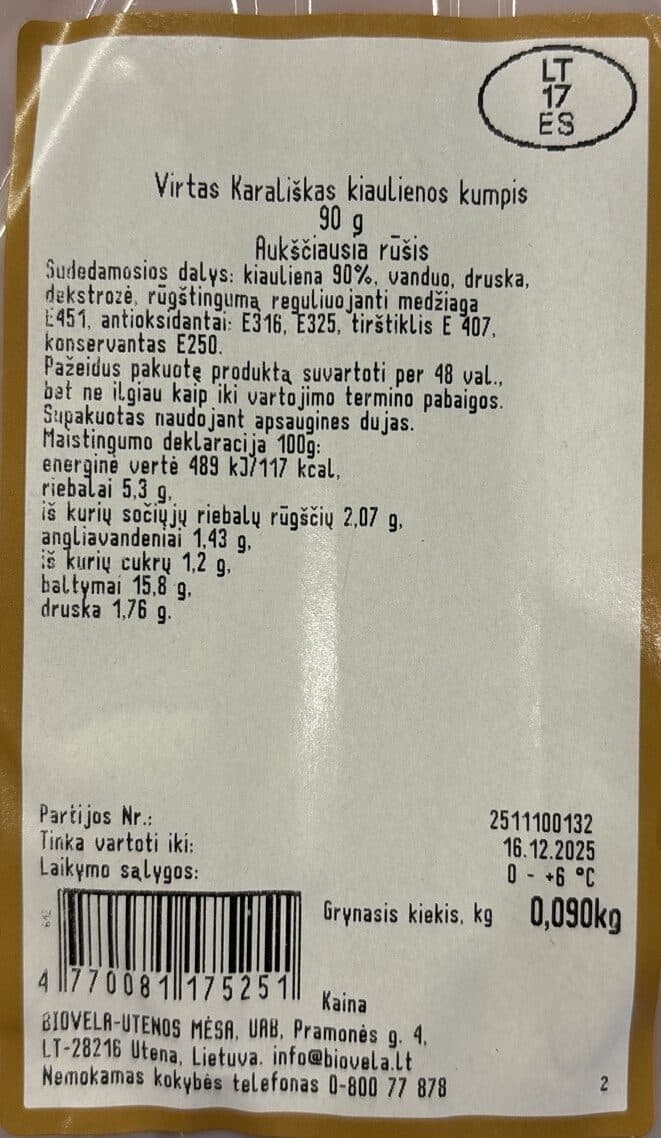Biovela Kiaulienos Kumpis "Karališkas" packshot