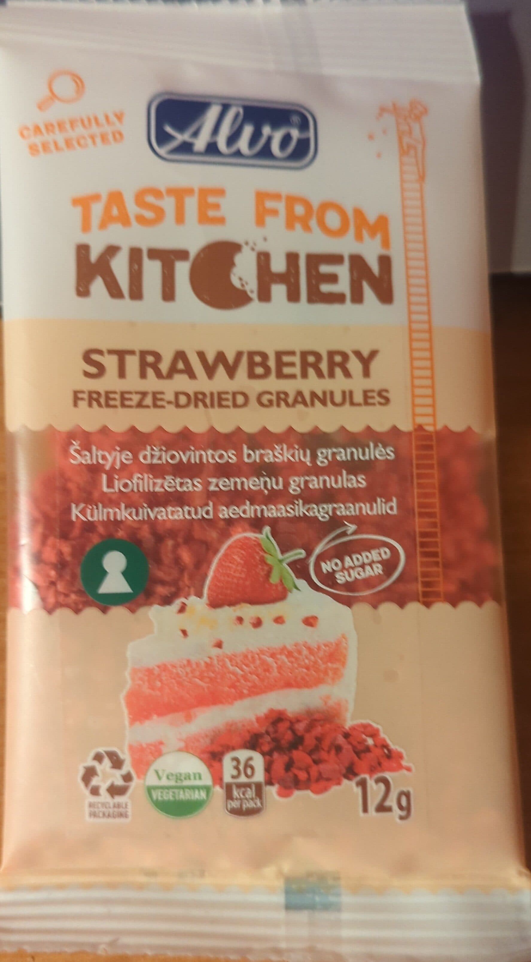 alvo freeze dried strawberry granules packshot