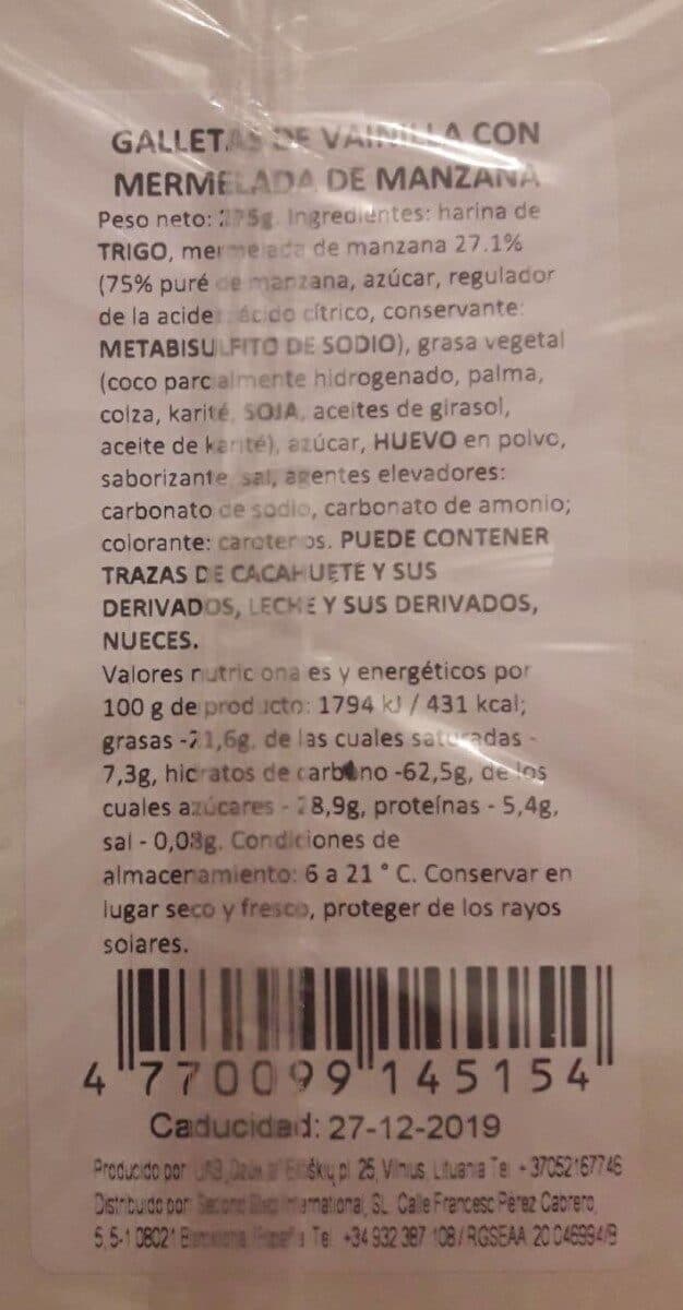 Open Food Facts Galletas de vainilla con mermelada de manzana packshot