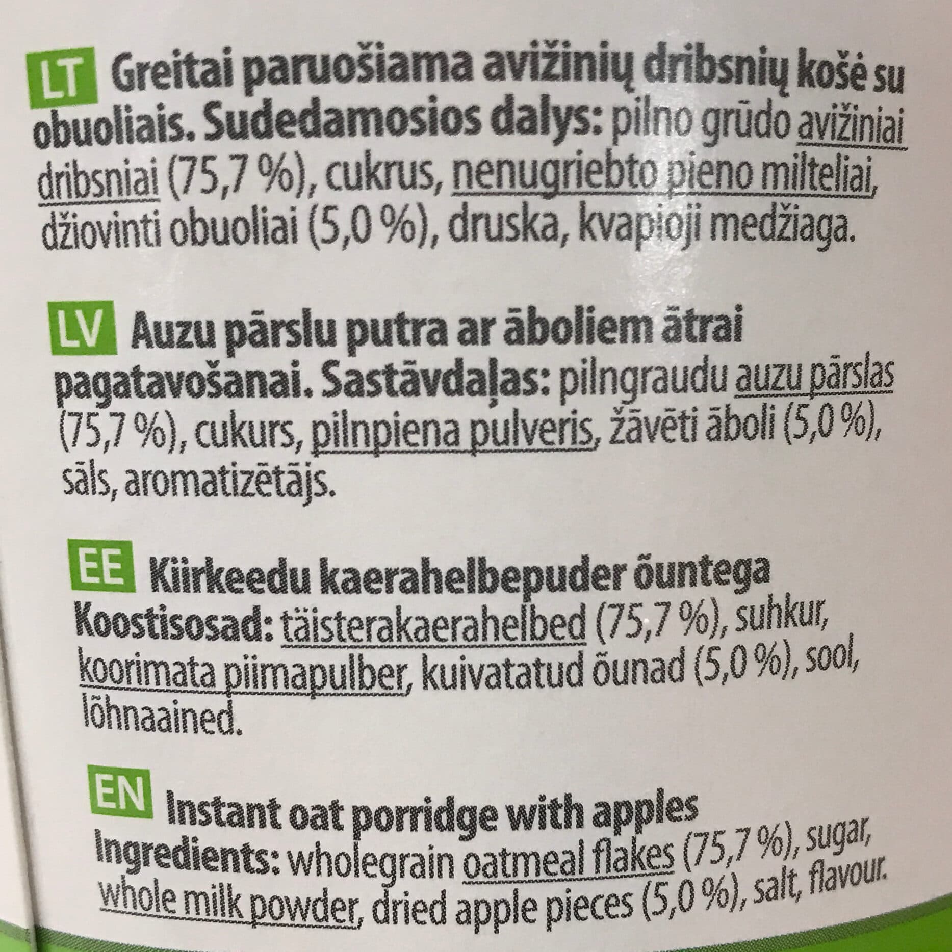 Activus Oat porridge with apples packshot