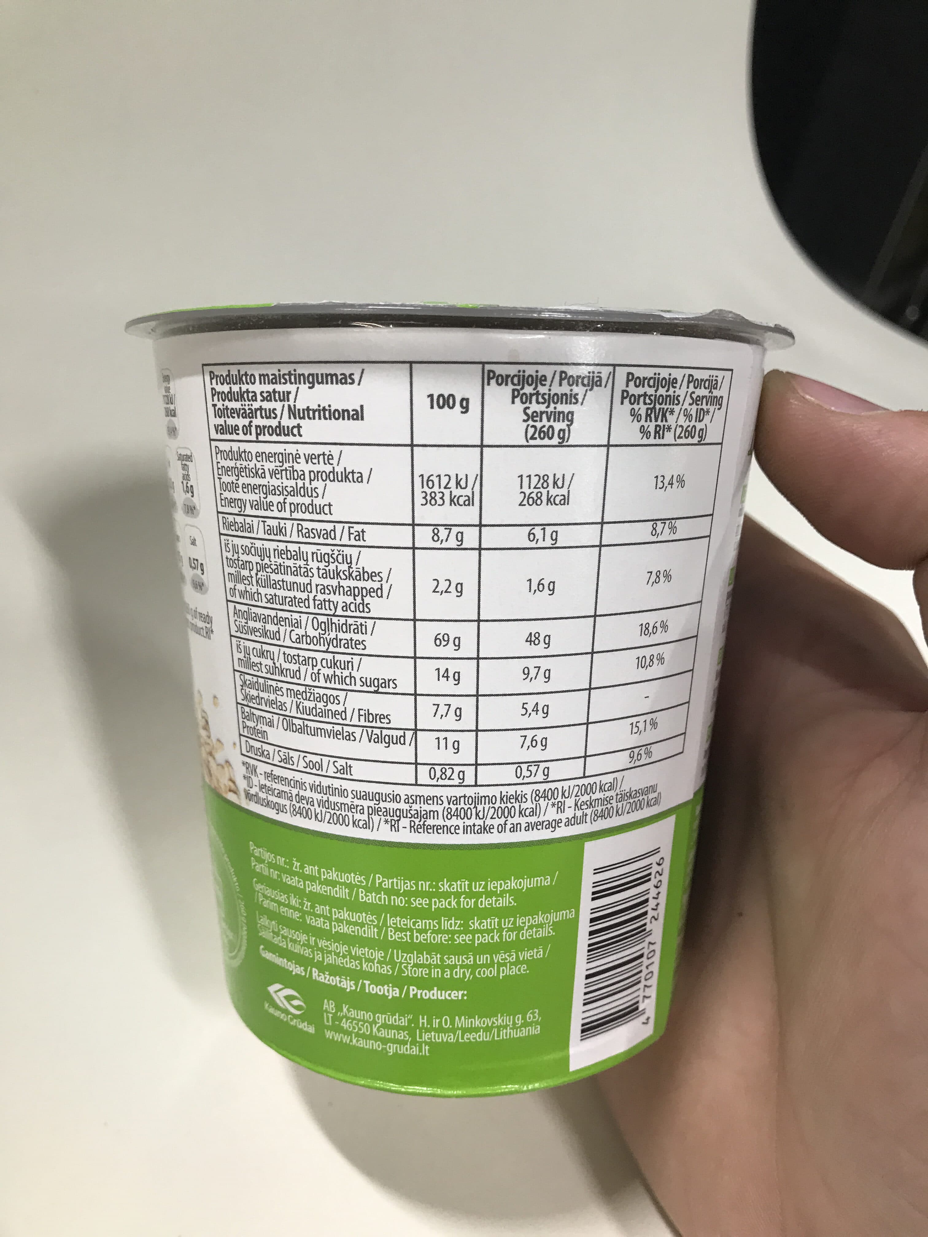 Activus Oat porridge with apples packshot