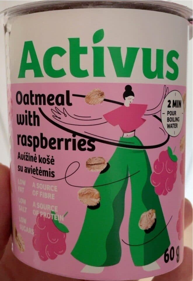 Activia Oatmeal with raspberries packshot