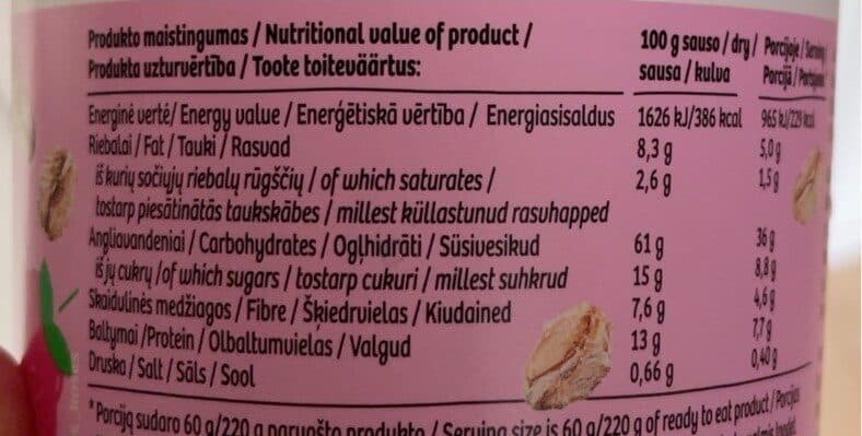 Activia Oatmeal with raspberries packshot