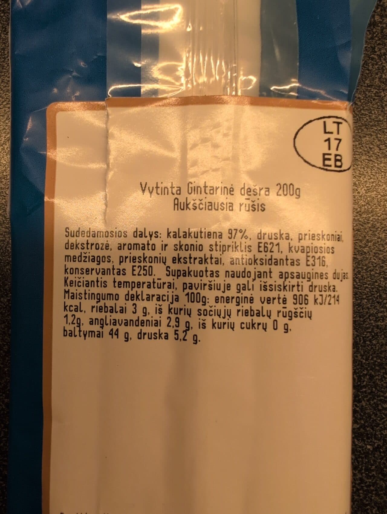 Biovela Vytinta Gintarine Desra (Kalakutiena) packshot