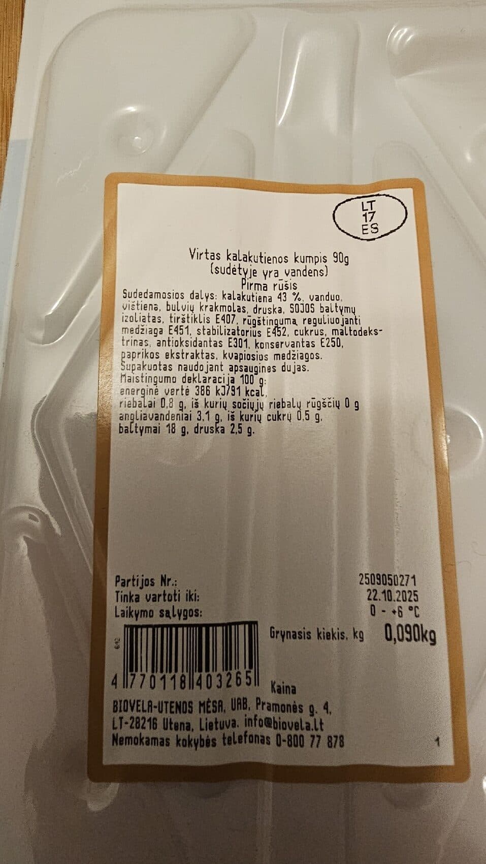 Biovela kalakutienos kumpis packshot