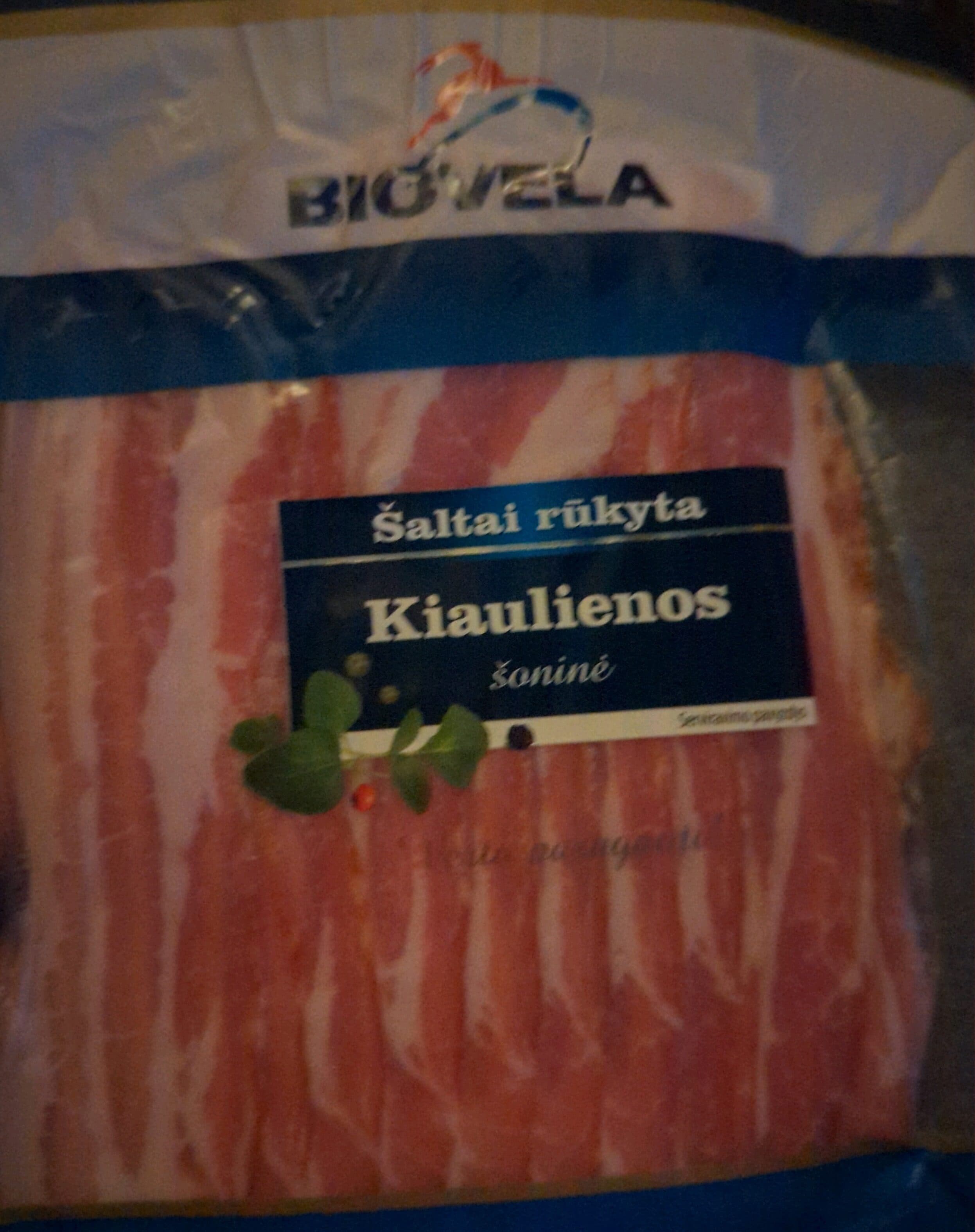 Biovela Šaltai rūkyta kiaulienos šoninė packshot