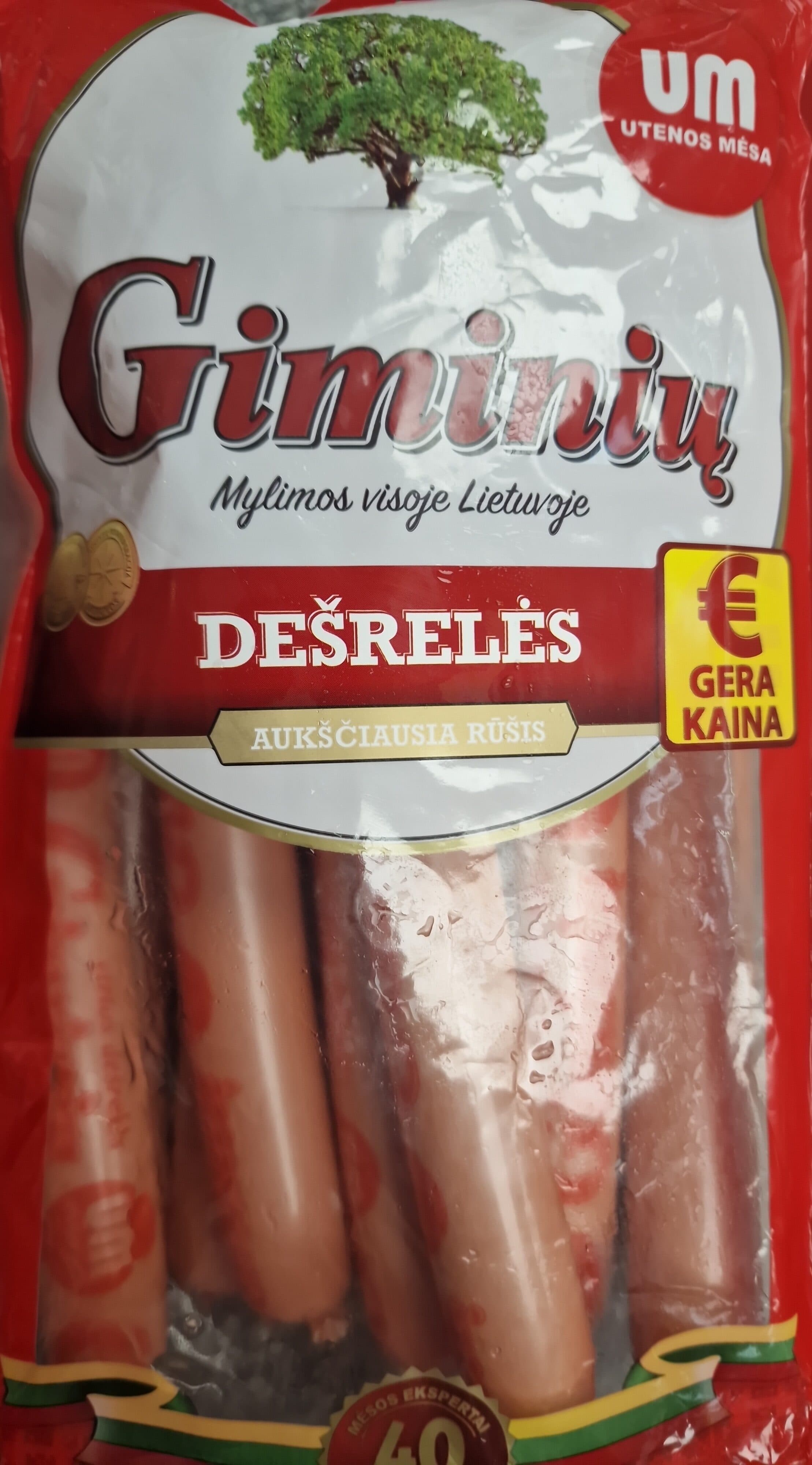 Giminių giminių dešrelės packshot