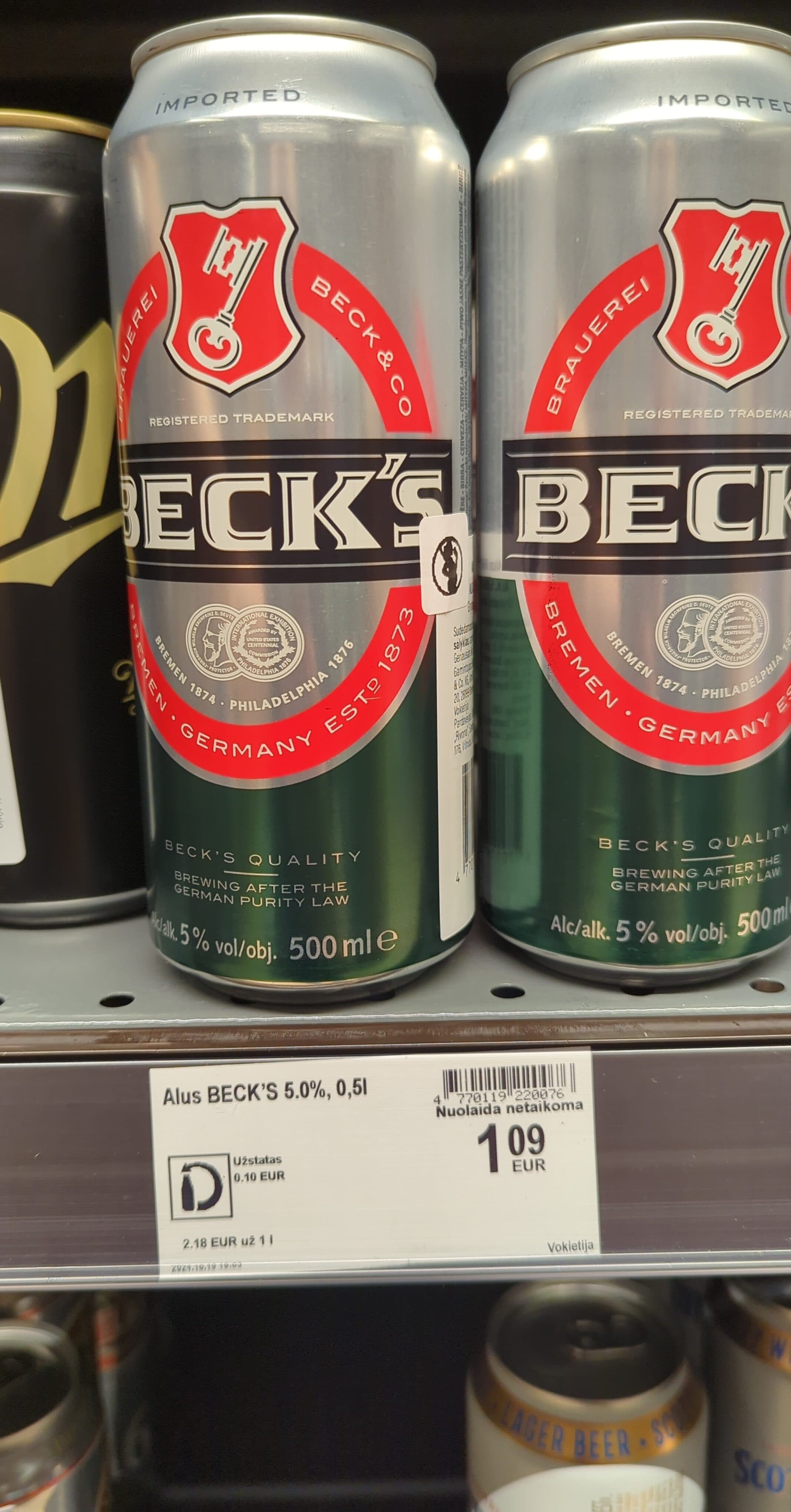 Alus BECK'S 5.0%, 0,5l packshot