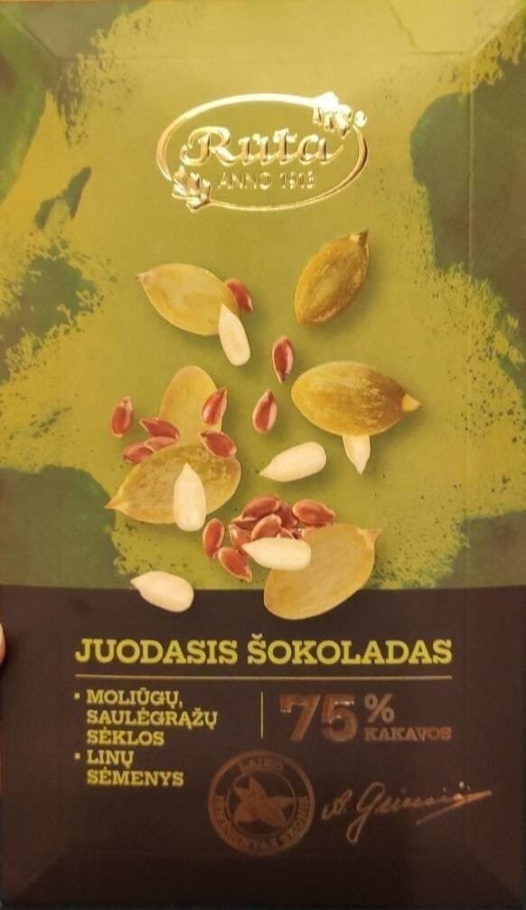 Rūta Dark chocolate with seeds packshot