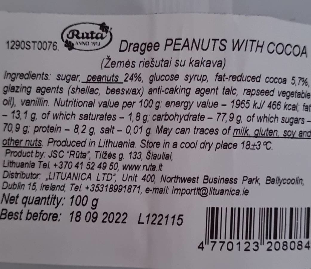 Open Food Facts Dragee peanuts with cocoa packshot